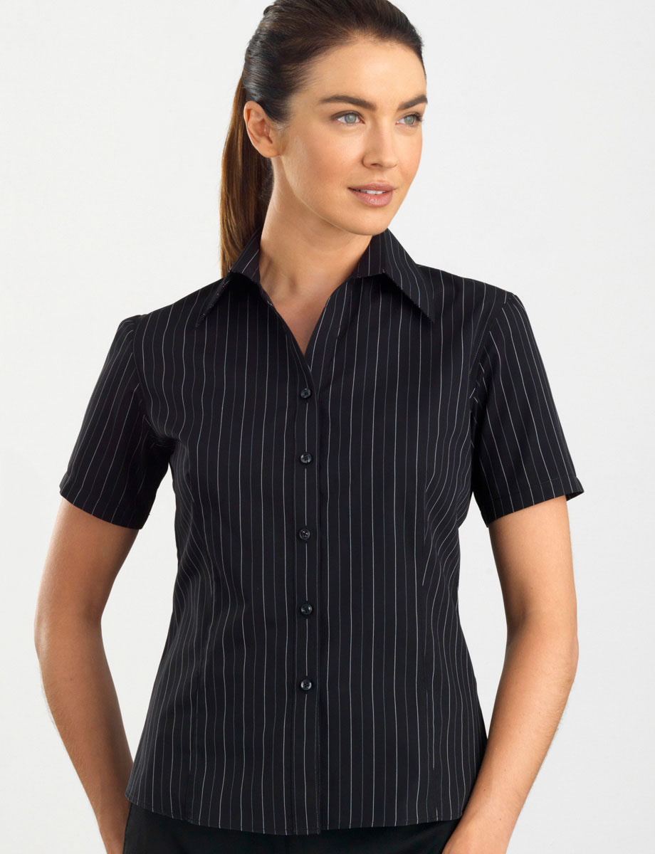 Style 107 Black - Womens Short Sleeve Fine Stripe - John Kevin ...