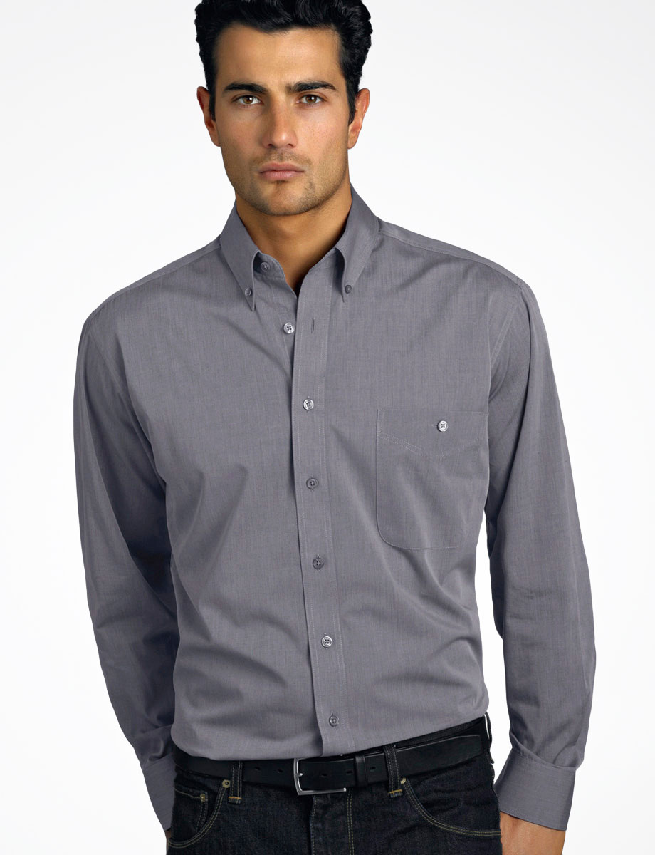 Style 264 Graphite - Mens Long Sleeve Chambray - John Kevin | Business ...