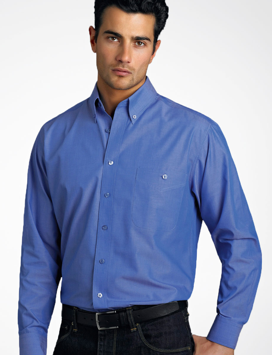 Style 264 Indigo - Mens Long Sleeve Chambray - John Kevin | Business Shirts