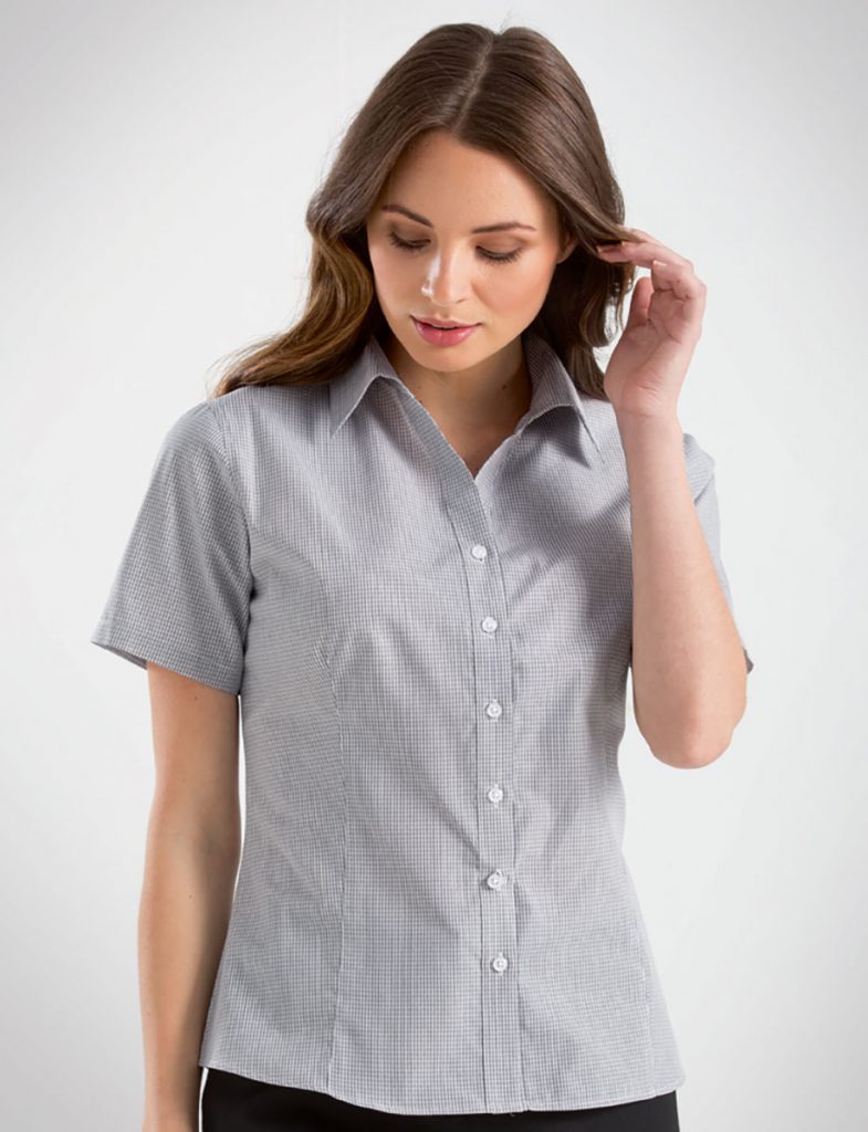 Style 357 Grey - Womens Short Sleeve Multi Check - John Kevin ...