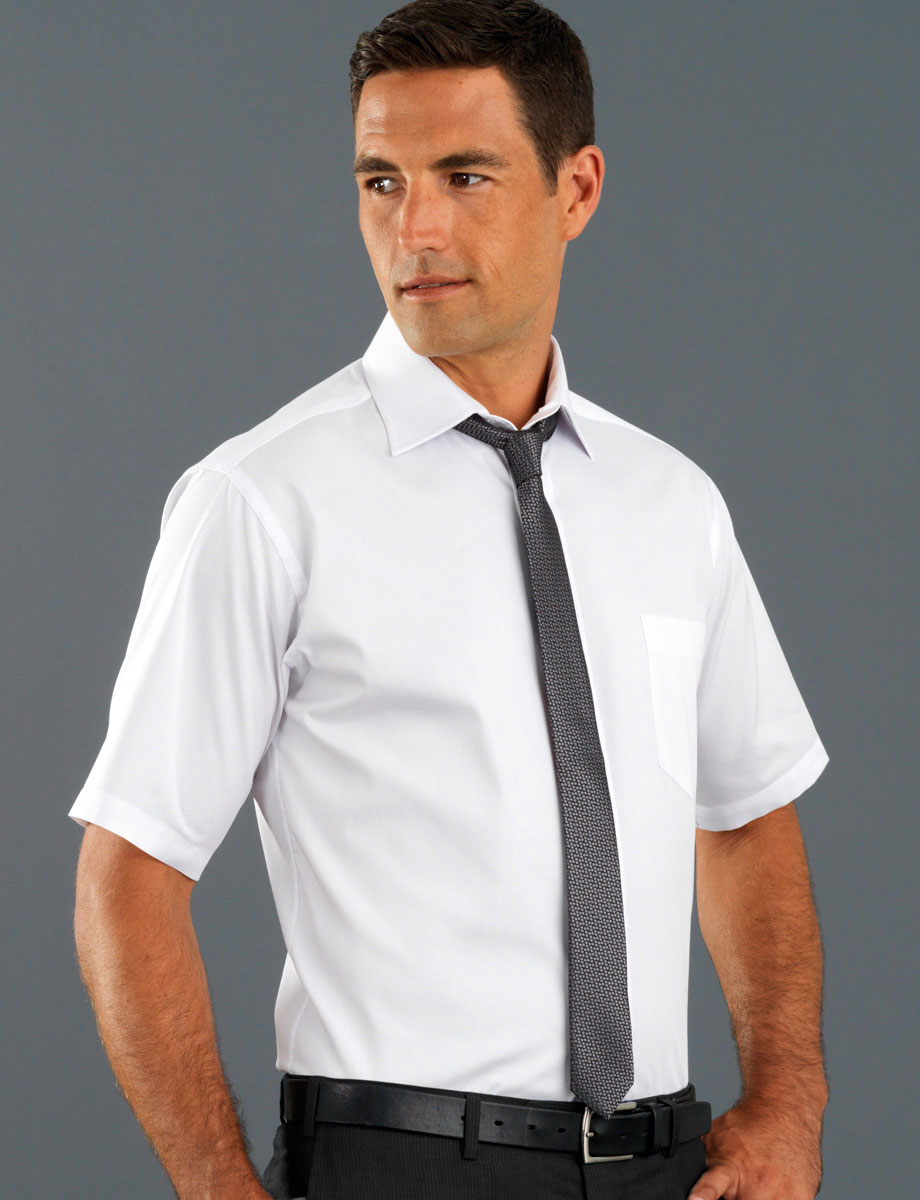 Style 401 White - Mens Short Sleeve Pinpoint Oxford - John Kevin ...