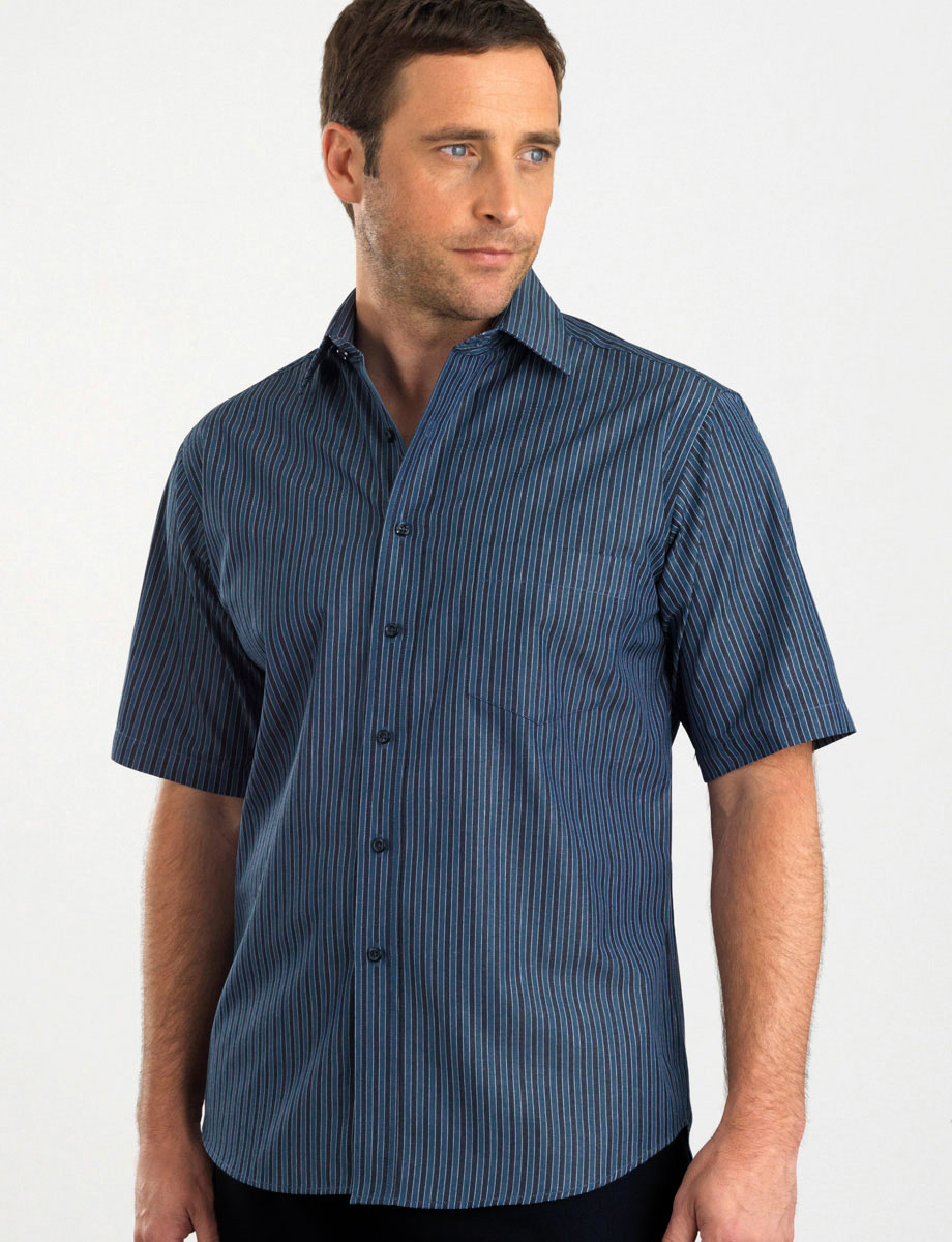 Style 443 Slate - Mens Short Sleeve Bold Stripe - John Kevin | Business ...