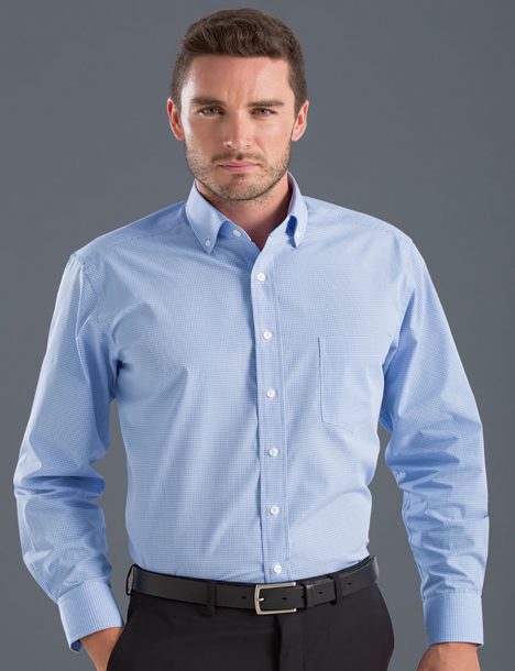 Style 454 Blue - Mens Long Sleeve Multi Check - John Kevin | Business ...