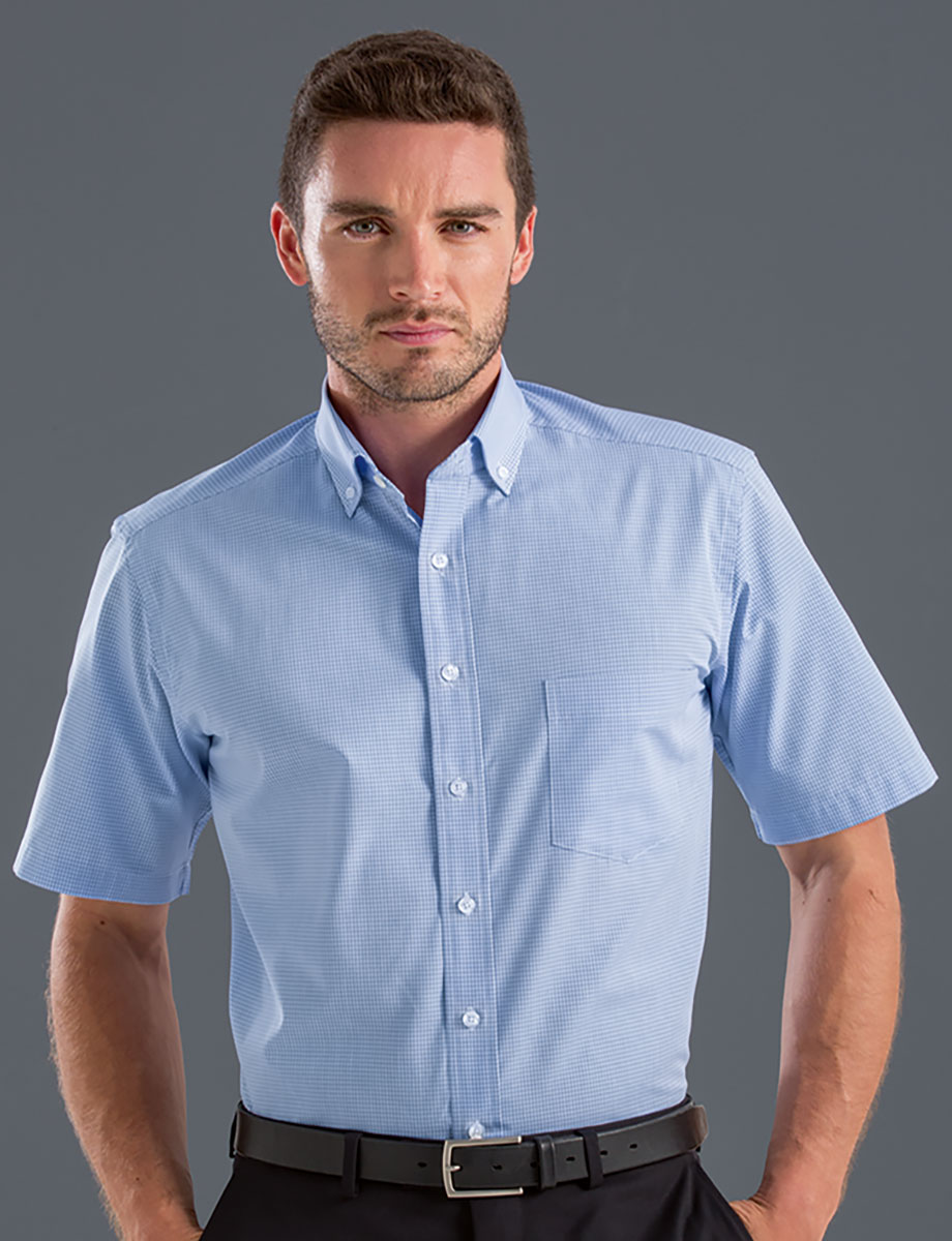Style 455 Blue - Mens Short Sleeve Multi Check - John Kevin | Business ...