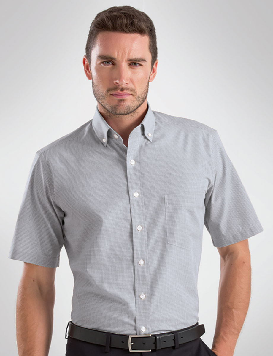 Style 457 Grey - Mens Short Sleeve Multi Check - John Kevin