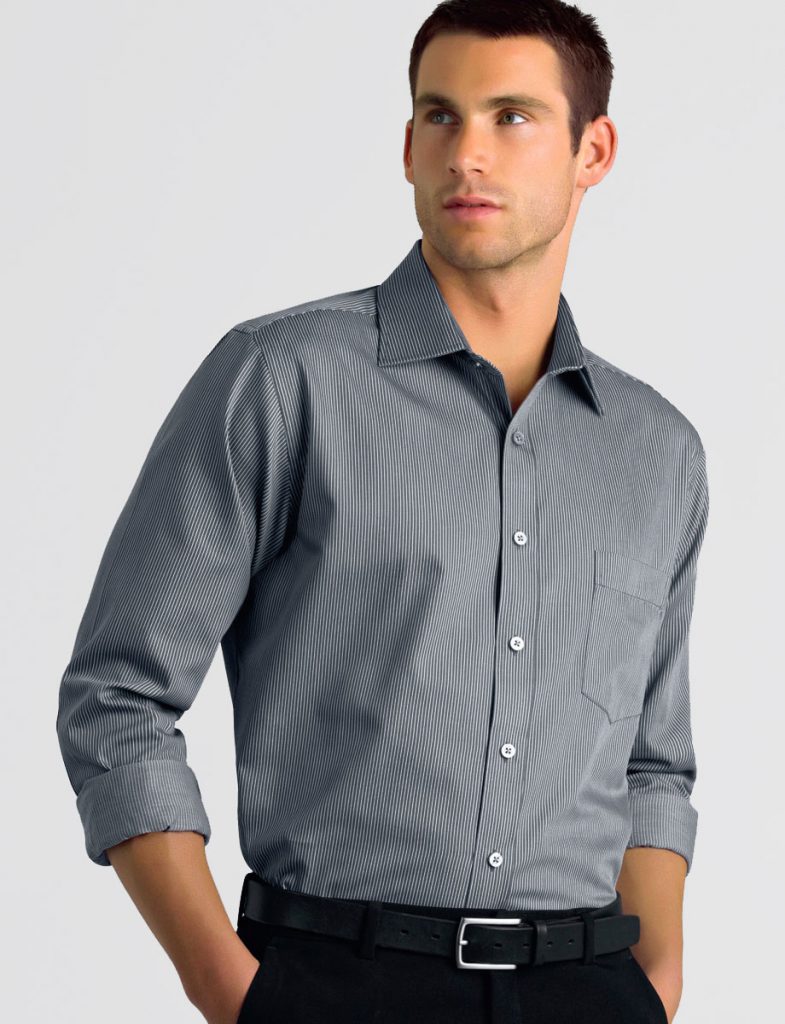 Style 462 Gunmetal - Mens Long Sleeve Pinstripe - John Kevin | Business ...