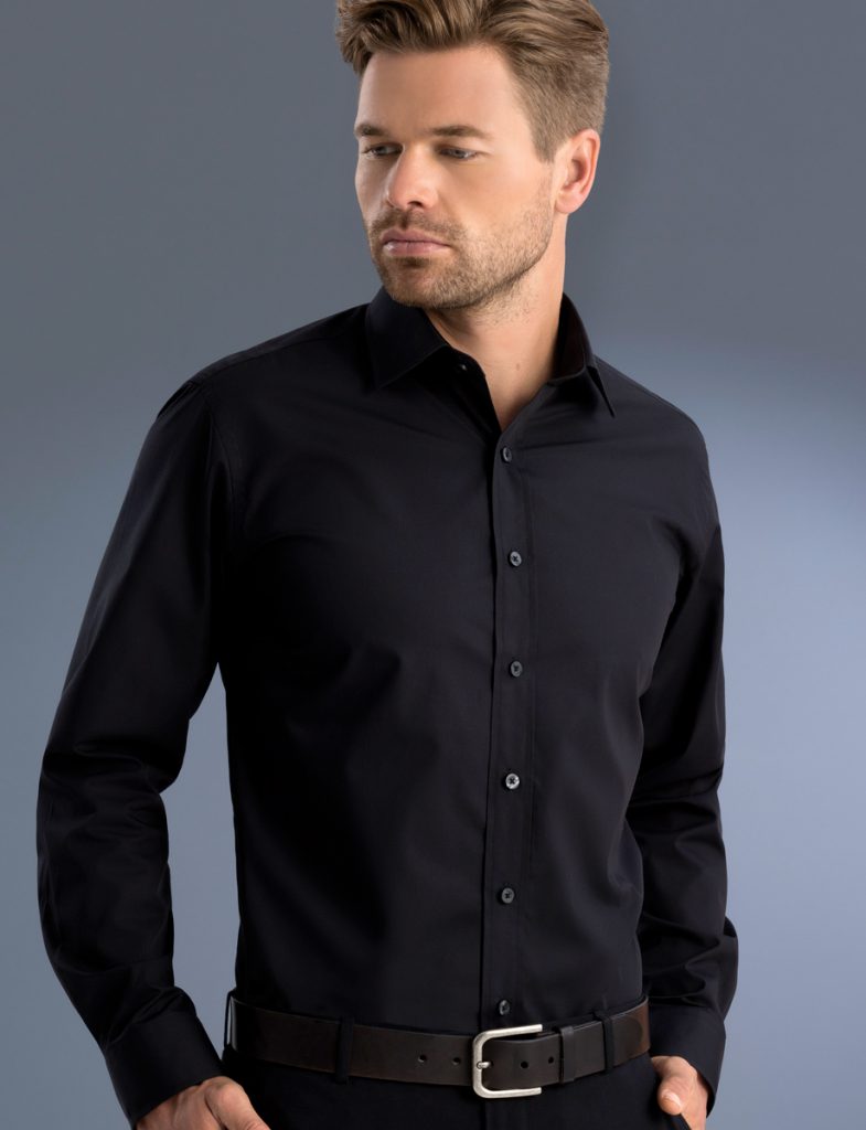 Style 800 Black - Mens Slim Fit Long Sleeve Poplin - John Kevin ...